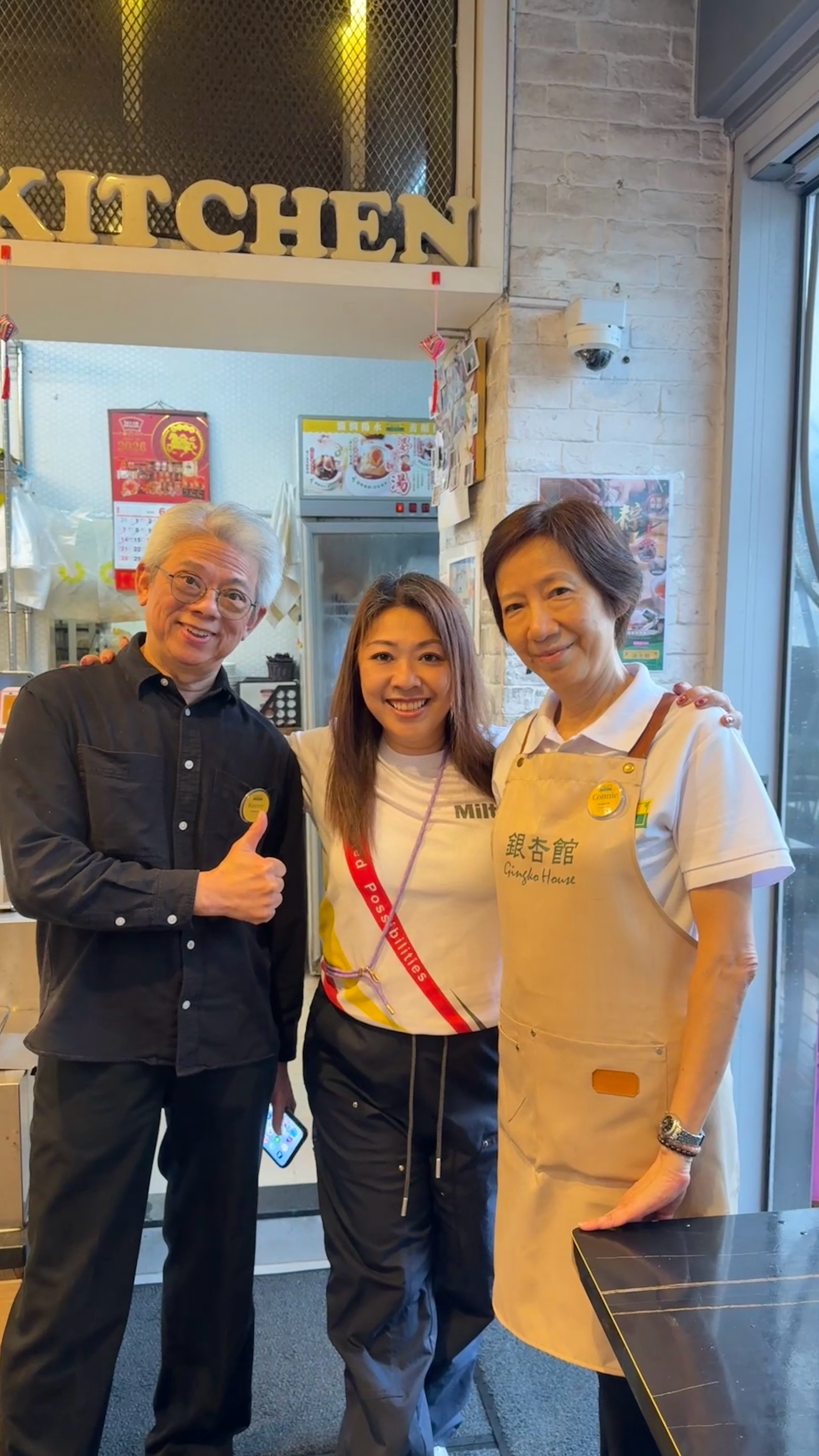 Milton volunteer with Gingko House founder and senior staff